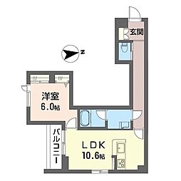 シャーメゾングランダルブル 1LDKの間取図画像
