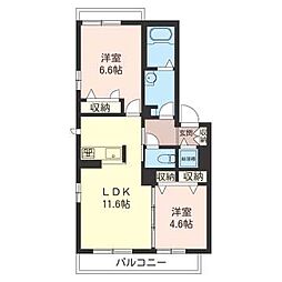 スカイビレッジ 2LDKの間取図画像