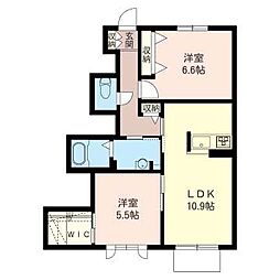 ライトハウスB 2LDKの間取図画像