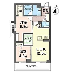 セントリビエ湘南台 2SLDKの間取図画像