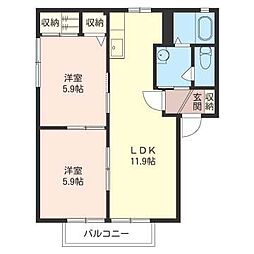 メゾン宮原 2LDKの間取図画像