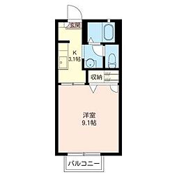 ブランドール原町田 1Kの間取図画像