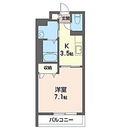 ノールヴィラージュ平塚 1Kの間取図画像