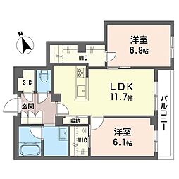 エフボーテ 2LDKの間取図画像