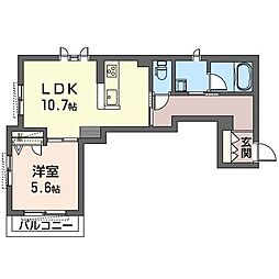 中沢ハイツC 1LDKの間取図画像