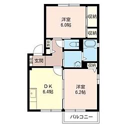 パークハイツ 2DKの間取図画像