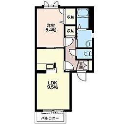 クレセール・美鈴 1LDKの間取図画像