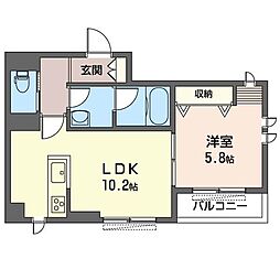 中沢ハイツB 1LDKの間取図画像