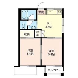 下原ハイツ 2Kの間取図画像