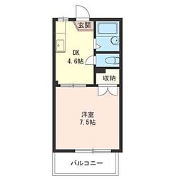フローラマキ 1DKの間取図画像