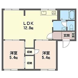 清水ハイムB 2LDKの間取図画像