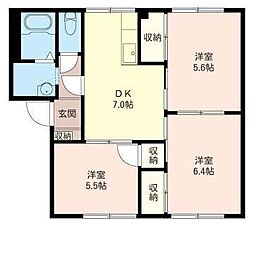 サン・ハイムヒロ 3DKの間取図画像