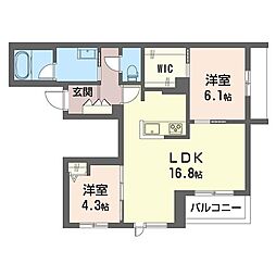 エクセレントラロ 2LDKの間取図画像