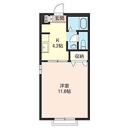 CKヒルズ 1Kの間取図画像