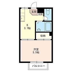 宮前ユーハイツ 1Kの間取図画像