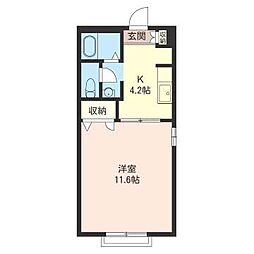 CKヒルズ 1Kの間取図画像