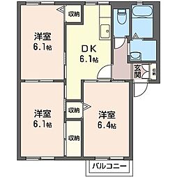 サニーハウス 3DKの間取図画像