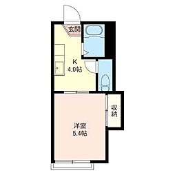 ベルハイツ 1Kの間取図画像