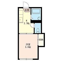 オリオンハイツ 1Kの間取図画像