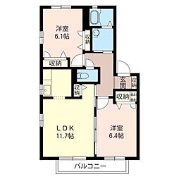 グランパークK 2LDKの間取図画像
