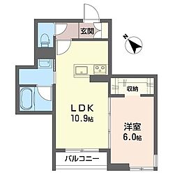 フェリーチェ里見 1LDKの間取図画像