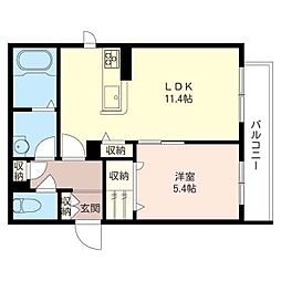 ヴェルディエール 1LDKの間取図画像