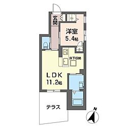 ポルト ボヌール 1LDKの間取図画像