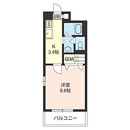 ボア・デュ・ソレイユ 1Kの間取図画像