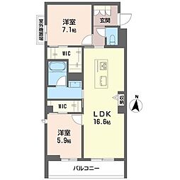 オスマンサス 2LDKの間取図画像