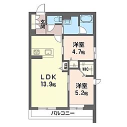ヴイスタ ルミノーザ イースト 2LDKの間取図画像