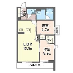 ヴイスタ ルミノーザ イースト 2LDKの間取図画像