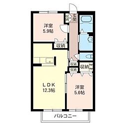 幸稜フラット2 2LDKの間取図画像