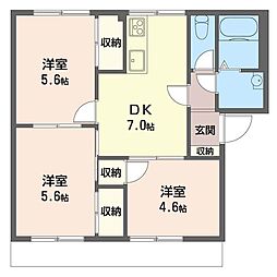 カーサ壱番館 3DKの間取図画像