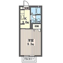 レジデンス・タオA 1Kの間取図画像