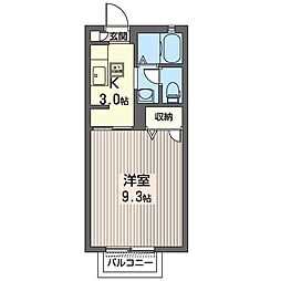 慶ハウス五番館 1Kの間取図画像