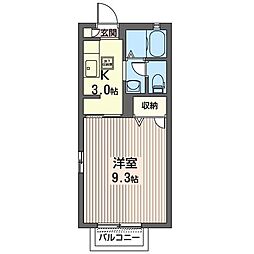 パインハイツ城山A 1Kの間取図画像