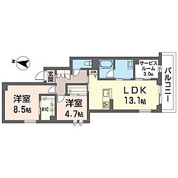 エスフォート 2SLDKの間取図画像