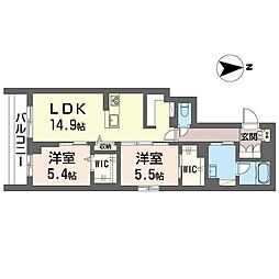 アーバンフォレスト 2LDKの間取図画像
