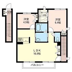 シェソワ・ルミエールB 2LDKの間取図画像
