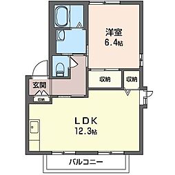 フローラ市川参番館 1LDKの間取図画像