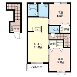 アメージングコート1 2LDKの間取図画像
