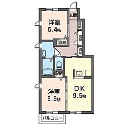 ウィステリアガーデン 2DKの間取図画像