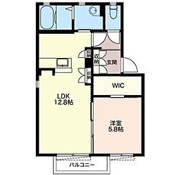 シャルルグランデD 1LDKの間取図画像