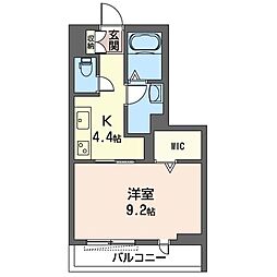 レーヴコンフォルタ 1Kの間取図画像