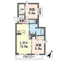 シーサム 2LDKの間取図画像