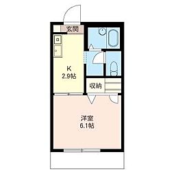 ヴィラベルデ 1Kの間取図画像
