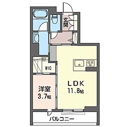 リベルテ水戸中央 1LDKの間取図画像