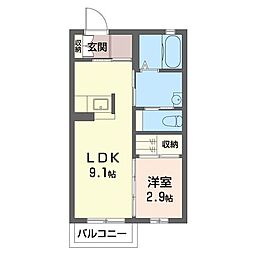 ミラージュキャッスル 1LDKの間取図画像
