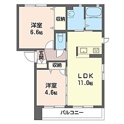 オーションB 2LDKの間取図画像