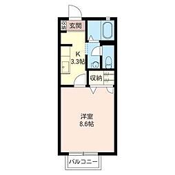 エスポワールB 1Kの間取図画像